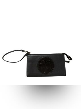 COACH Black Wristlet Clutch with Embossed Circle Logo